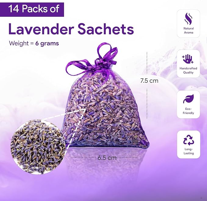 14 Pack Organic Lavender Sachet Bags - Image 2