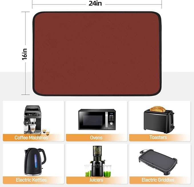 Heat Resistant Mat for Air Fryer, 16 x 24in Heat Resistant Mat for Countertop, Fireproof Silicone Countertop Protector Appliance Slider for Air Fryer, Coffee Maker, Toaster, Oven (Red)