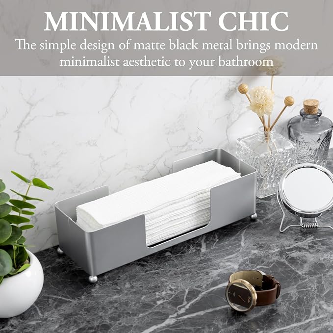 MyGift Modern Silver Tone Metal Tabletop Folded Paper Towel Dispenser - Image 3