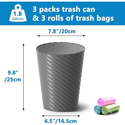 Lysam Bathroom Trash Can 8 Pack, 1.8 Gallon Small Trash Can - Image 3