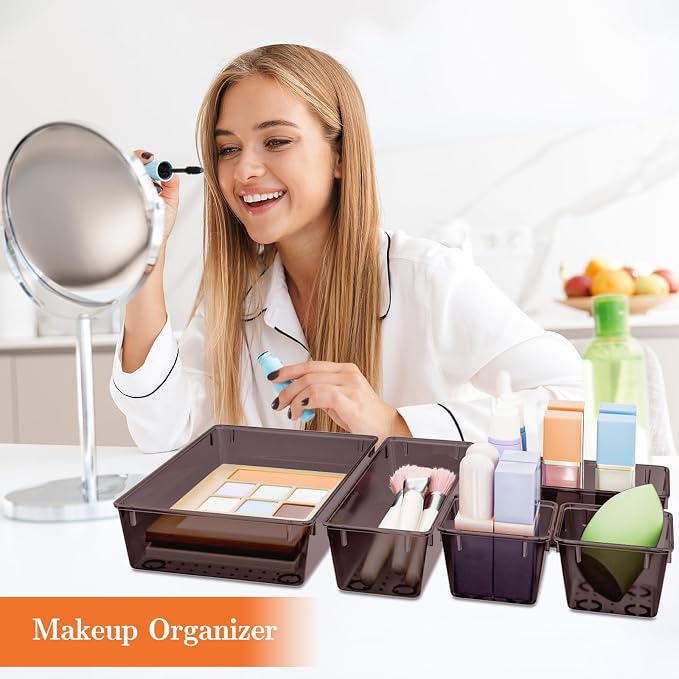 SpaceHacks 25 PCS Plastic Drawer Organizer, 4-Size Versatile Organizer Trays & - Image 5