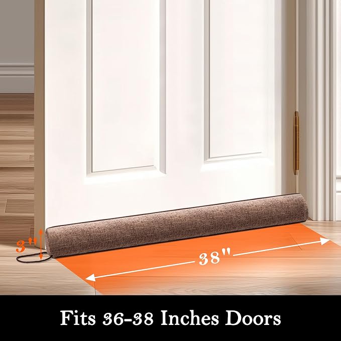 Sunolga Linen Door Draft Stopper, Removable Washable Cover, Blocks Hot and Cold - Image 2