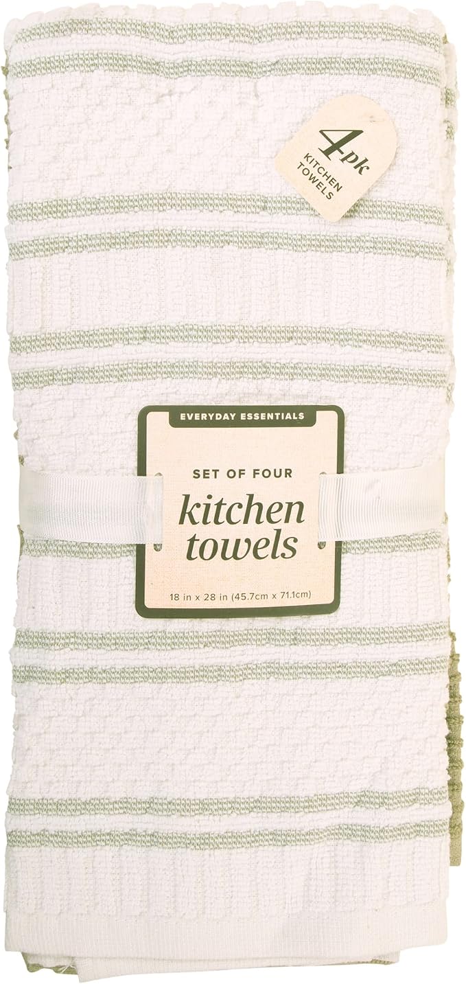 Kitchen Towels, Cotton Hand Towels, Sage Green and Cream Ribbed - Image 9