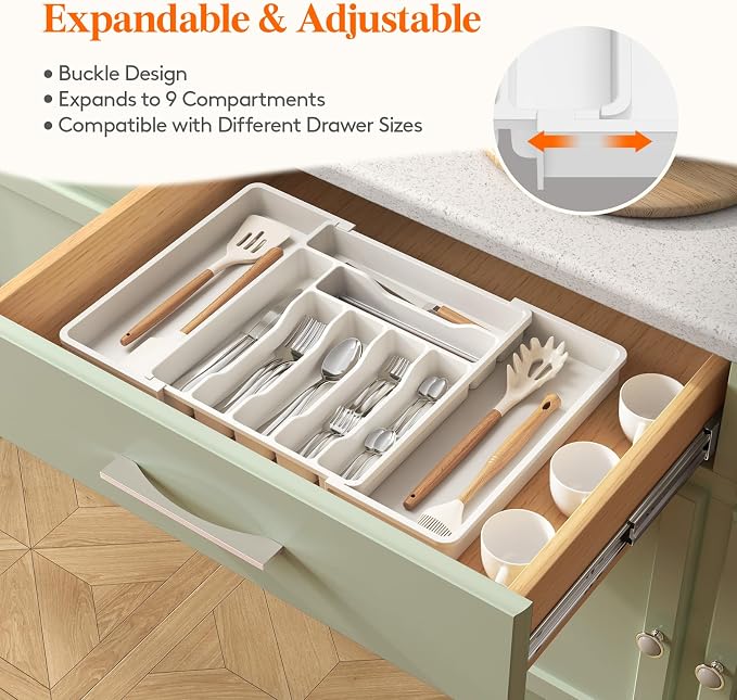 Lifewit Expandable Silverware Drawer Organizer, Kitchen Utensil Tray | BPA-free - Image 4