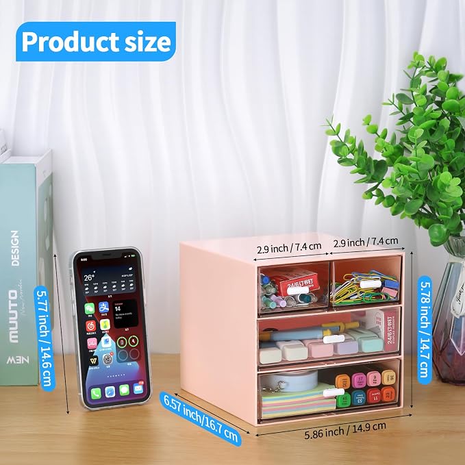 LETURE Desk Organizer with 4 Drawers, Desktop Organization - Image 3