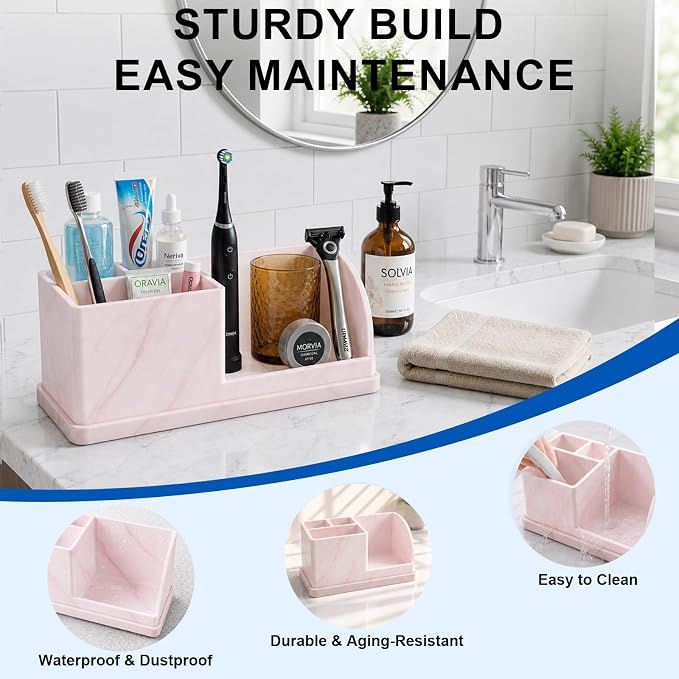 Bathroom Toothbrush Holders, 4 Slots Silicone Counter Organizer Storage - Image 3