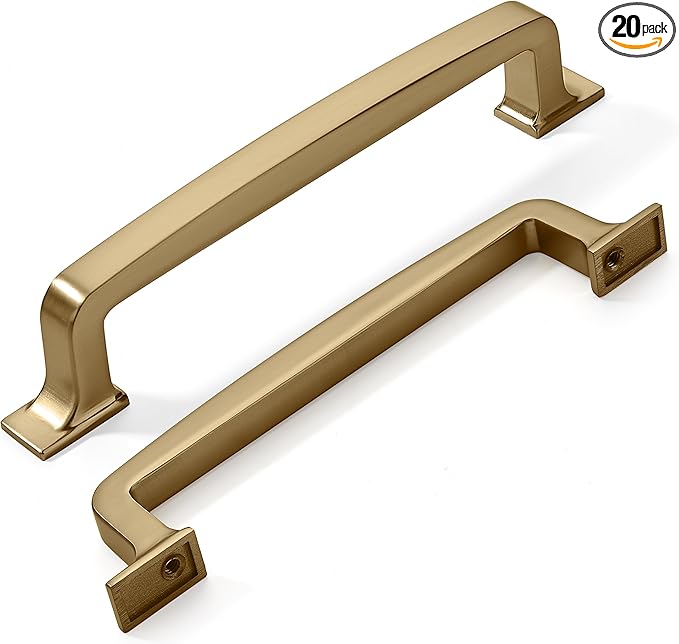 Khtumeware 20 Pack 5 Inch Brushed Brass Cabinet Pulls - Gold Drawer Handles for Kitchen, Cupboard, Hardware