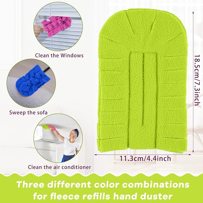 Zubebe 3 Pcs Reusable Duster Refills Fleece, Rose Red - Image 2