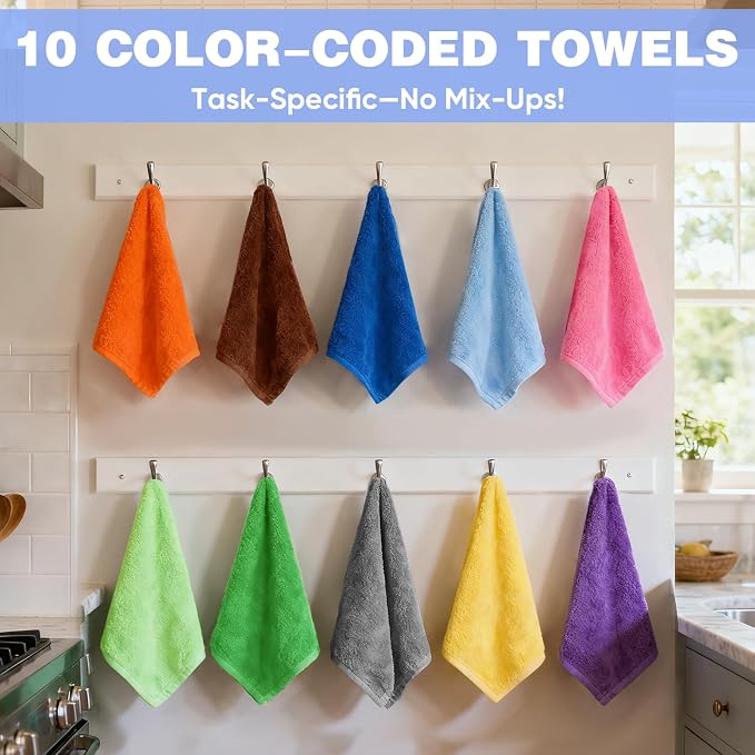 10 Colors Microfiber Cleaning Cloths, 150 Pack Assorted Cleaning Rags | Highly - Image 2