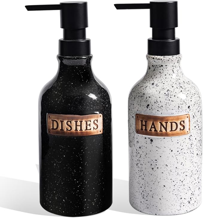 Hand and Dish Dispenser for Kitchen Sink, Ceramic Soap Dispenser Bathroom by Unknown