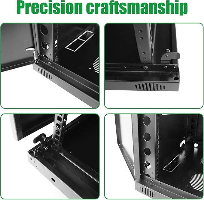 15U Server Cabinet Wall Mount Rack Enclosure with Caster Wheels 2 Server Fans Locking Glass Door Removable Side Panels 19" Network Cabinet 15-18.5" Installation Depth Heavy-Duty Frame (32INCH, 15U)