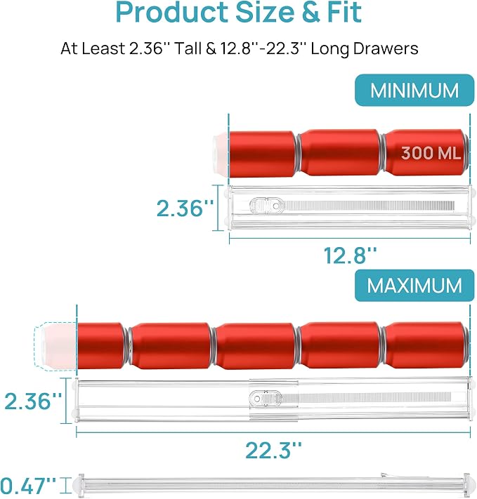 Vtopmart 2.36" Short Upgrade Drawer Dividers 12.8"-22.3" Expandable 8 Pack | - Image 6