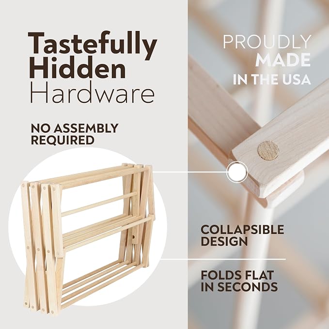 Clothes Drying Rack: Solid Maple Hard Wood Laundry Rack - Image 5
