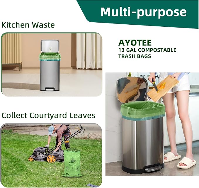 13 Gallon, Compostable, Large capacity, ASTM D6400, US BPI and Europe OK - Image 8