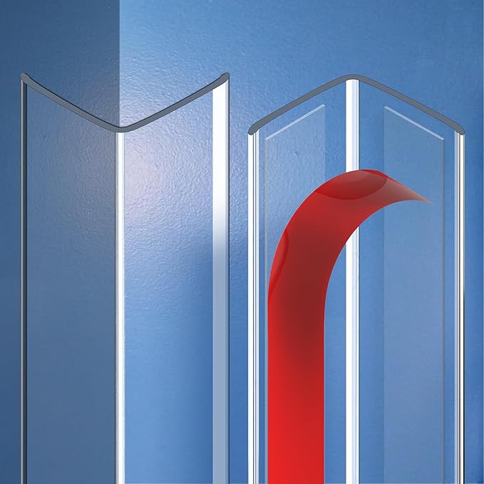 Wall Corner Protector, Walls Edge Protector, Self-Adhesive Wall Corner Guards, PVC Double Side Edge Protector, Furniture Stairs Guard (Clear, 2pcs x 47.2" L x 1.97" W)