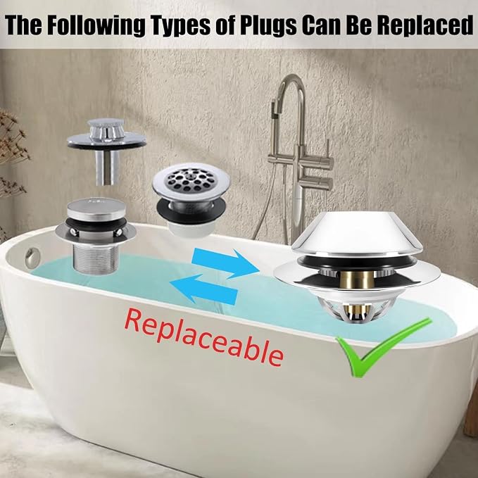 Anlige Bathtub Drain Stopper, Pop Up Tub Stopper Bottom - Image 6