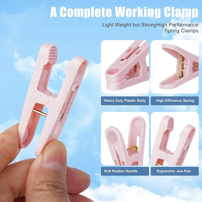 32Pcs Colored Clothes Pins Plastic Laundry Clips, Package Clips | Whether - Image 3