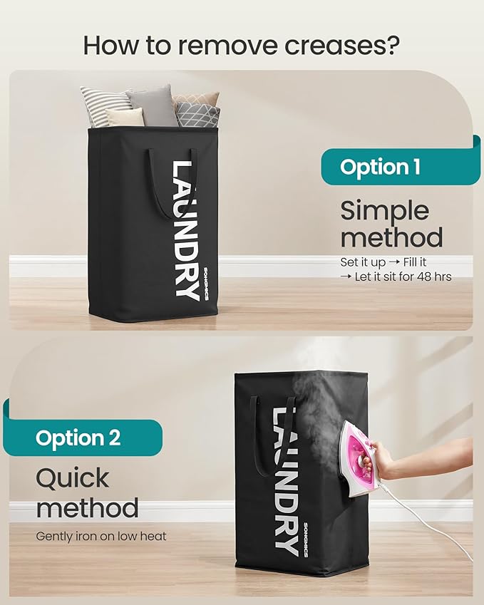 SONGMICS Laundry Hamper, 80L Foldable Basket, 2 Pack, Water-Repellent - Image 6