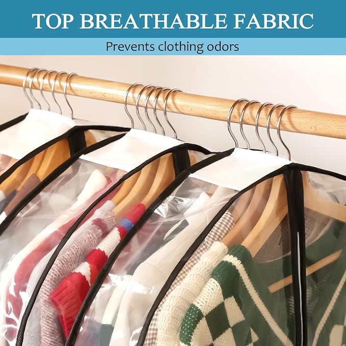 40" All Clear Garment Bags for Hanging Clothes, Plastic Garment Covers - Image 4