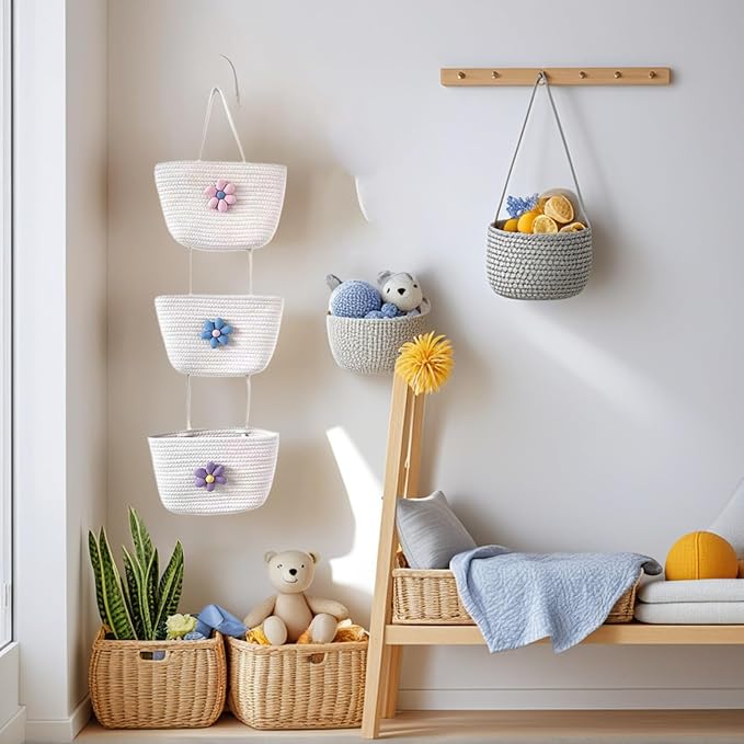 Hanging Basket, Over Door Organizer, 3 -Tier Wall Basket - Image 3
