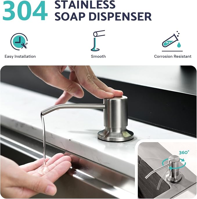 Kitchen Sink Faucet with Soap Dispenser, 3 Modes Kitchen Faucet with Pull Down - Image 5