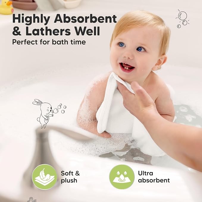 6-Pack Baby Washcloths, Soft Absorbent Washcloths - Image 3