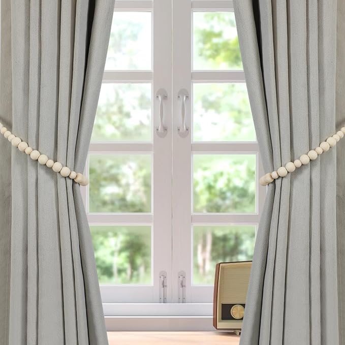 KLOGTSIND Wood Bead Curtain Tiebacks, 6 Pack Curtain Tie Backs - Image 7