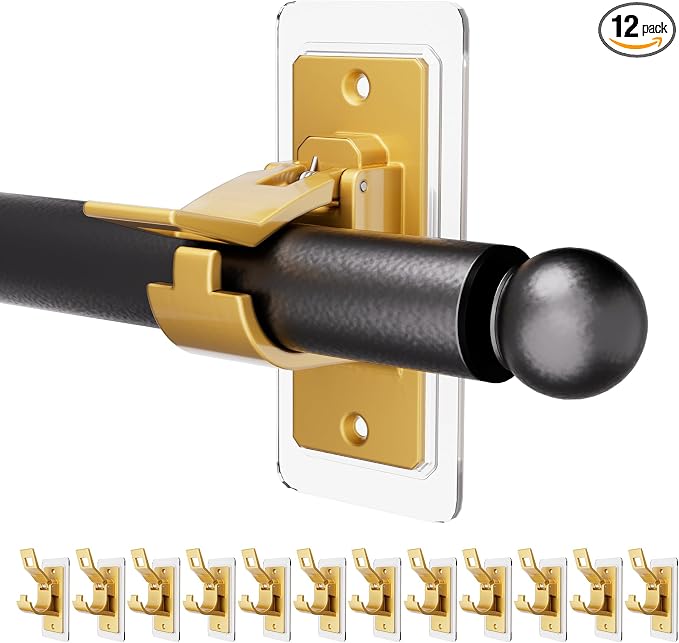 Antimbee 12PCS Self Adhesive Curtain Rod Bracket, No Drilling Curtain Rod by Antimbee