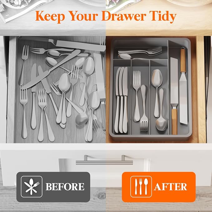 Lifewit Silverware Drawer Organizer Tray, Cutlery Storage - Image 7