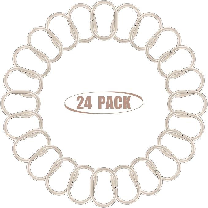 24 pcs Shower Curtain Rings Plastic Shower Curtain Hooks C-Shaped Rings Hook - Image 5