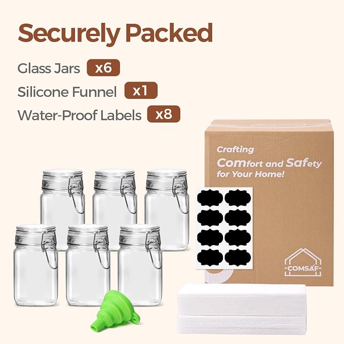 ComSaf Square Glass Spice Jars 8 oz 6 Pack - Image 8