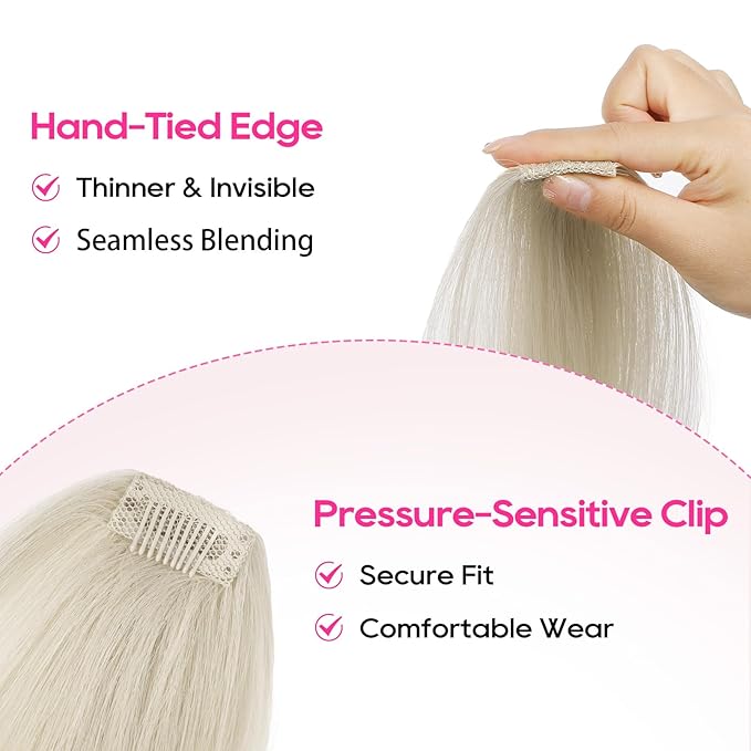 REECHO Clip in Hair Volumizer, Short Thick Clip in Hairpieces Adding Extra Hair Volume Extensions for Women with Thin Fine (Platinum Blonde, 8 Inch(Pack of 4))