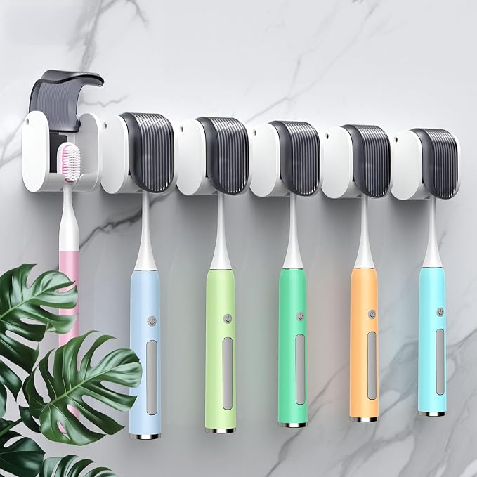 6 Pcs Toothbrush Holders Wall Mounted, Single Slot Design, Shower Self Adhesive by LUWUIDEN