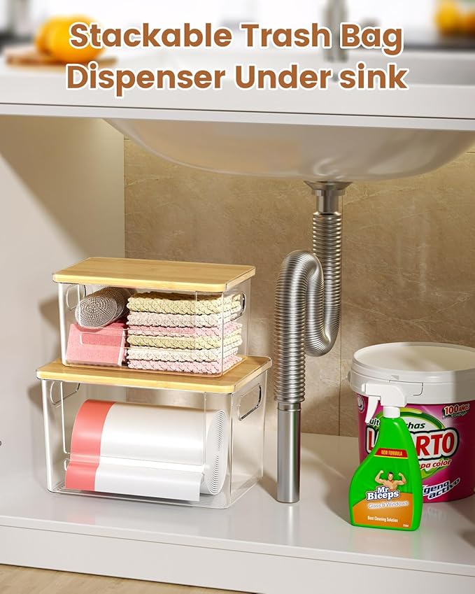 Trash Bag Dispenser 2 Pack, Stackable Trash Bag Holder - Image 3