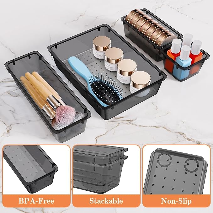 25 PCS Plastic Drawer Organizer, Versatile Organizer Trays & storage Bins | - Image 3