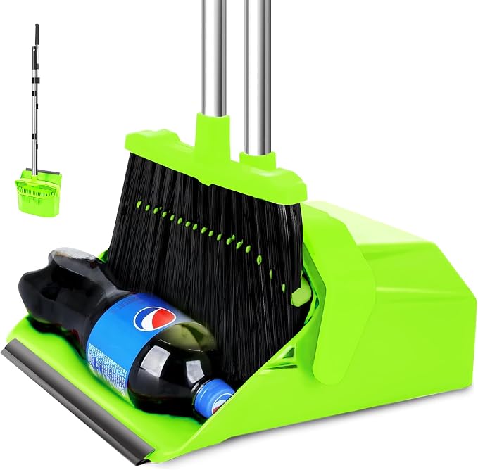 Broom and Dustpan Set for Home, ZeroGap Lip, Upright Storage Broom Combo for by Tiumso