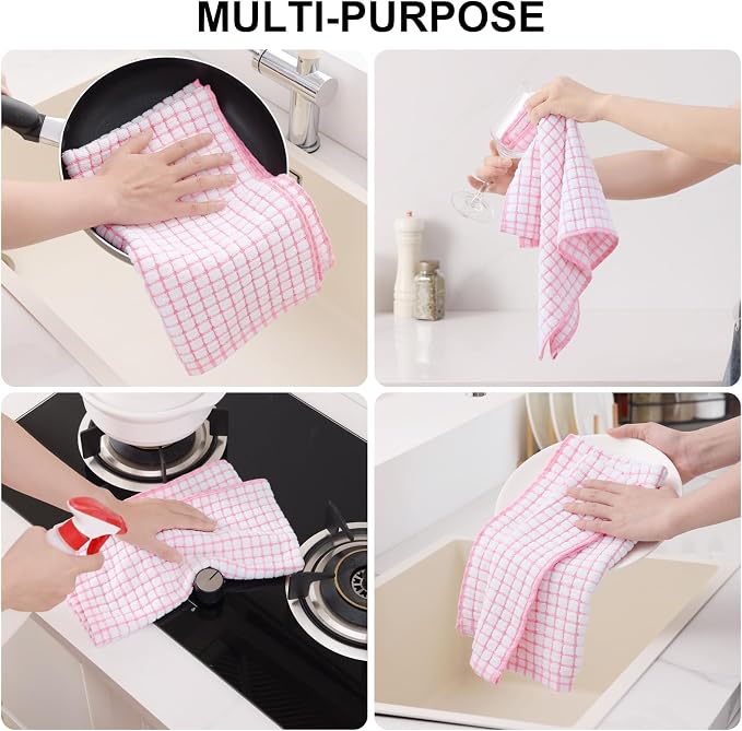 Kitinjoy Cotton 12 Pack Kitchen Towels and Dishcloths Sets - Image 4