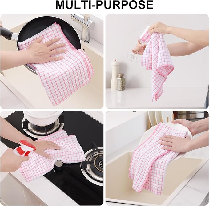 Kitinjoy Cotton 8 Pack Terry Kitchen Towels, Mix Colour - Image 4