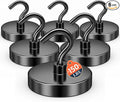 FINDMAG 6 Pack Black Magnet Hooks, 150LB+ Magnetic Hooks by FINDMAG