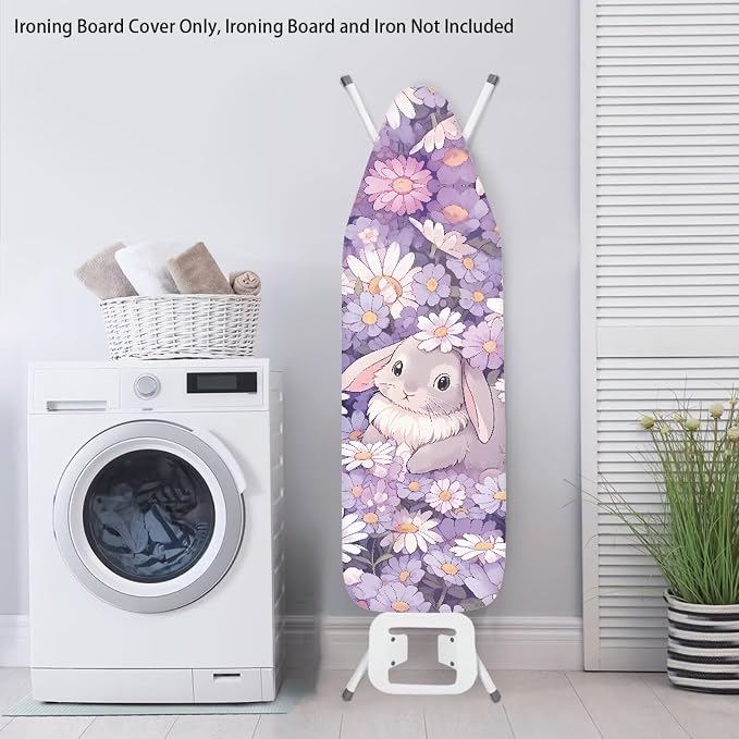 Daisy Bunny Iron Board Cover for Easter Standard Size Elastic Edge for Snug and - Image 3
