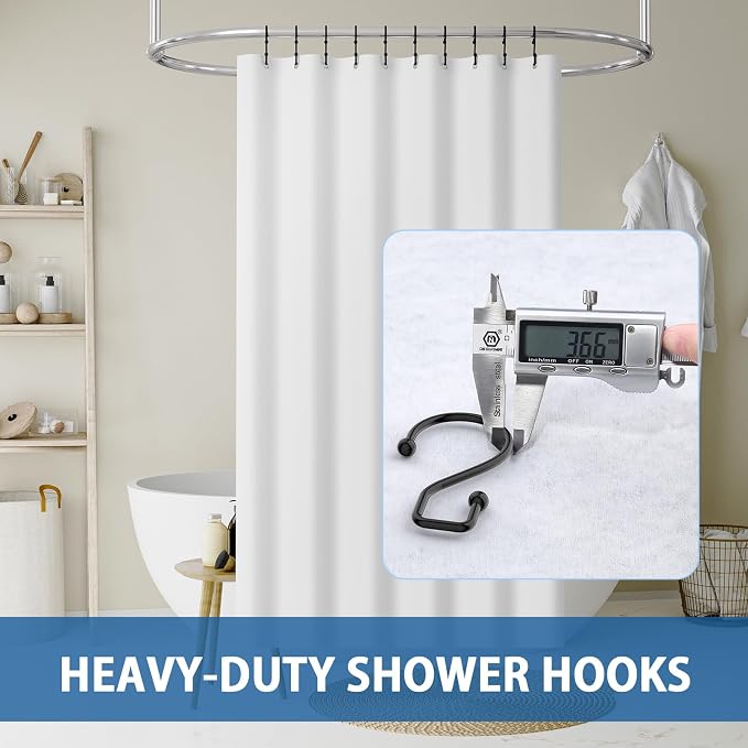 Goowin Metal Black Shower Curtain Hooks Rings, S Shape Metal Shower Curtain - Image 7