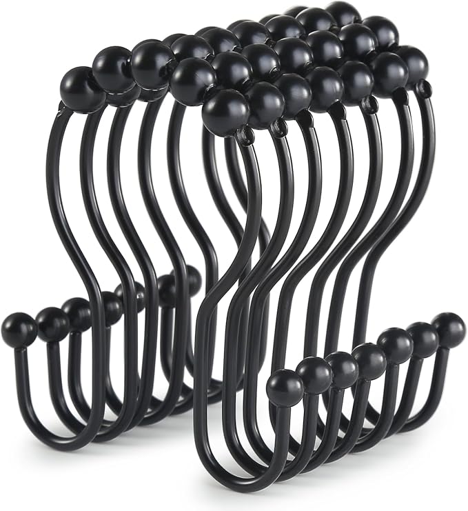 Shower Curtain Hooks, Stainless Steel Black Shower Curtain Hooks, Shower by Goowin