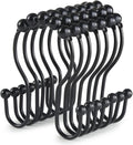 Shower Curtain Hooks, Stainless Steel Black Shower Curtain Hooks, Shower by Goowin