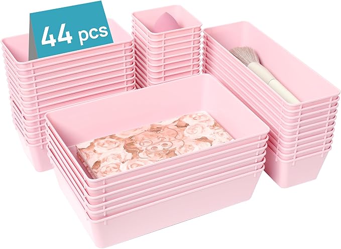 Vtopmart 44 PCS Plastic Drawer Organizers Set, Vanity Organizer Trays, Non-Slip by Vtopmart