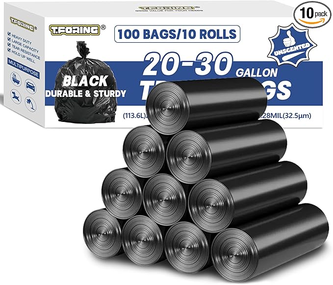 20-30 Gallon Trash Bags Bulk, 1.28 Mil, 100 Ct | Large 20+ Gal Garbage Bag by TFORING%C2%AE