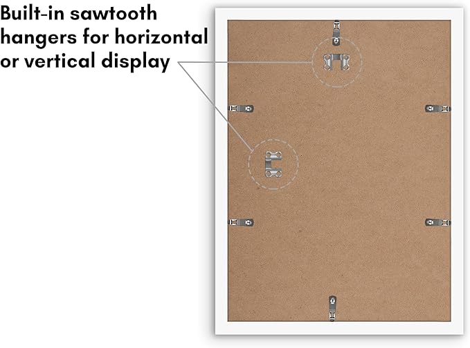Americanflat 11x15 Picture Frame with Polished Plexiglass - Set of 5 - Use as 8x12 Frame with Mat or Display 11x15 Photo Without Mat - Galleria Collection - Picture Frames for Wall Display - White