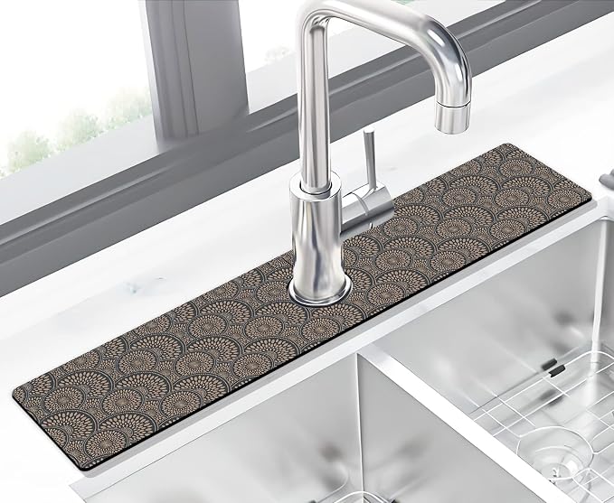 Kitchen Sink Splash Guard Faucet Mat Super Absorbent Fast Drying Mat Sink by THIDEAPE