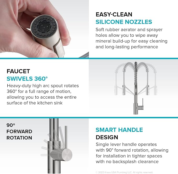 KRAUS Stainless Steel 21 in Touchless Pull Down Faucet KSF-2631SFS | QuickDock - Image 12