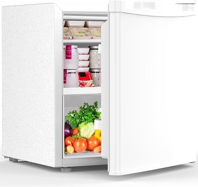 1.6 Cu.ft Mini Fridge with Freezer, Compact Single Reversible Door Refrigerator, Adjustable Thermostat, Ultra Quiet, Energy Efficient for Office, Dorm, Bedroom, Apartment -White