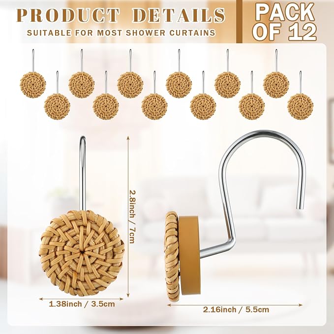 Colingmill 12 Pcs Boho Knots Shower Curtain Hooks - Image 2